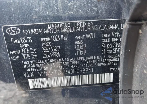 2018 Hyundai Santa Fe Sport 2.4L z USA, uszkodzony, nr VIN 5NMZTDLB4JH098941